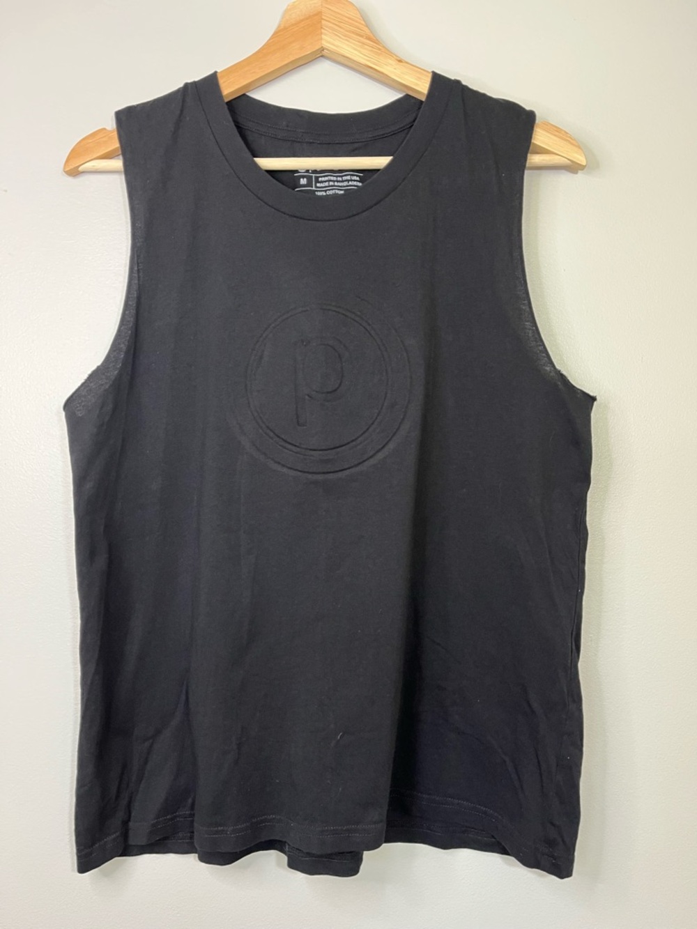 Pure Barre Black Cotton Embossed Logo Muscle Tee Tank Top Women’s Medium